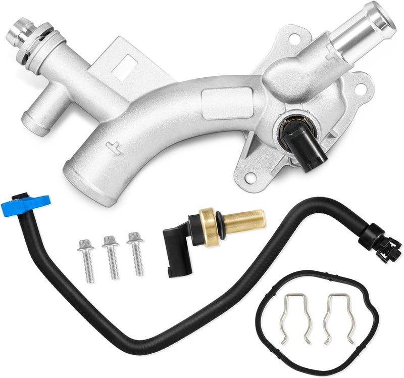 AUTOBABA 902-846 Upgraded Aluminum Engine Coolant Housing Water Outlet with Hose Compatible with Chevy Cruze 2011-2015, Sonic 2012-2020, Trax Buick Encore 2013-2019 1.4L Replace# 25193922 55565334 - Image 1